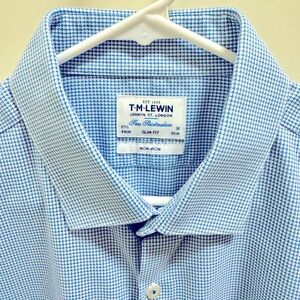 T.M. Lewin wrinkle-free 100% cotton men’s dress shirt 17.5 x 36